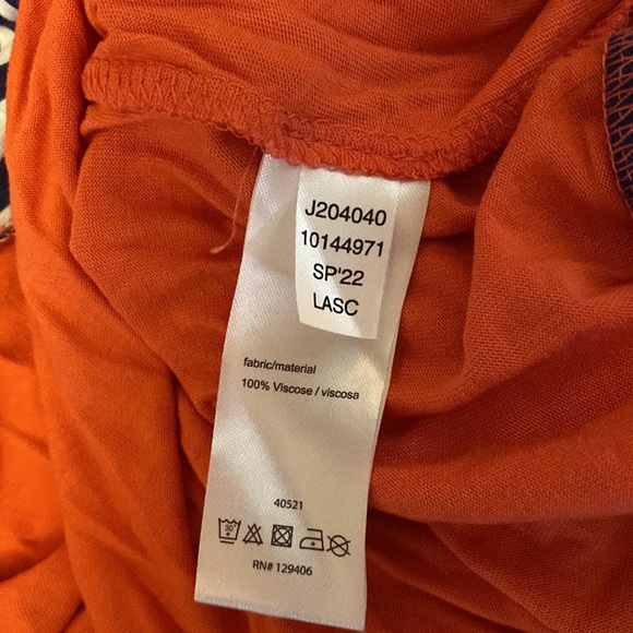 Venus Small Coral with Blue & White Stripe Side Tie Short Sleeve Shirt - Picture 13 of 13